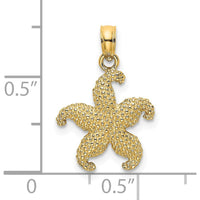 14K Yellow Gold Textured Starfish Pendant Charm by Oro Pregiato