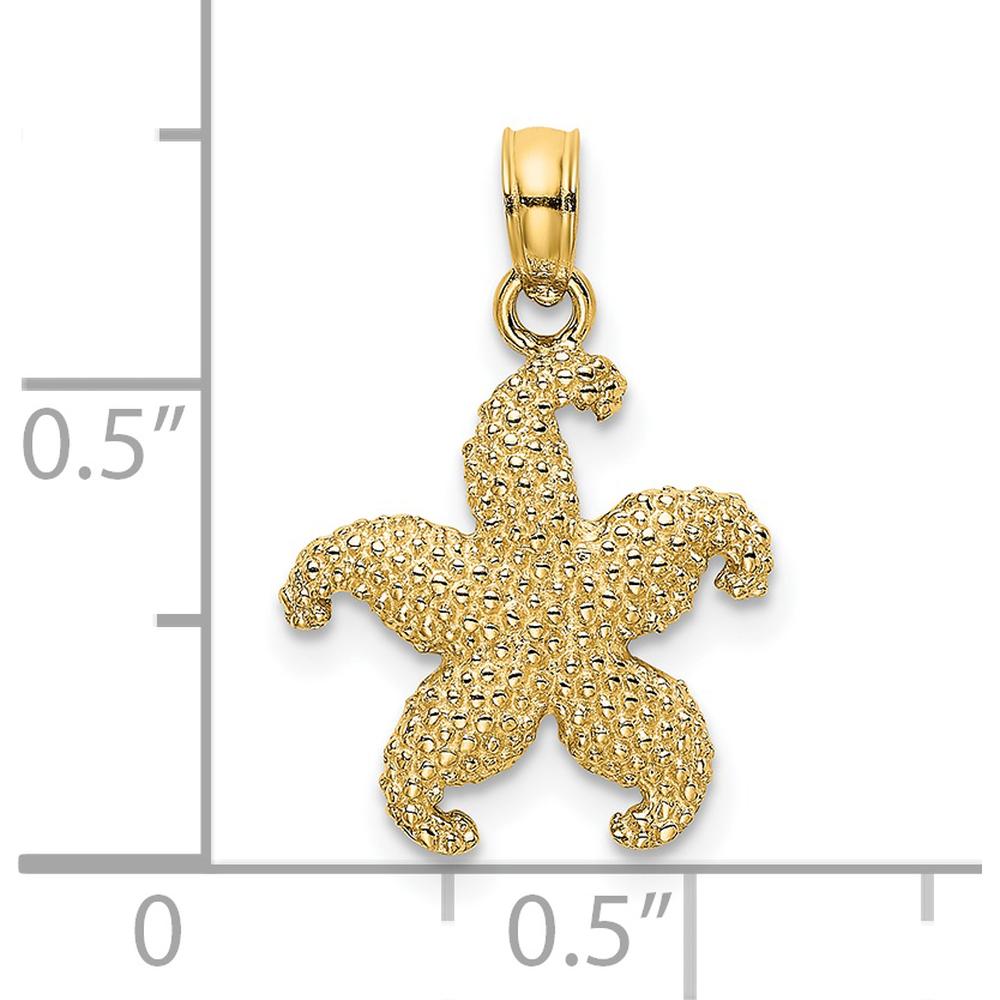 14K Yellow Gold Textured Starfish Pendant Charm by Oro Pregiato