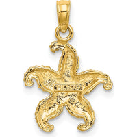 14K Yellow Gold Textured Starfish Pendant Charm by Oro Pregiato