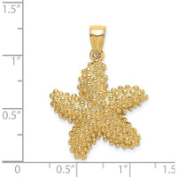 14K Yellow Gold Textured Starfish Pendant by Oro Pregiato