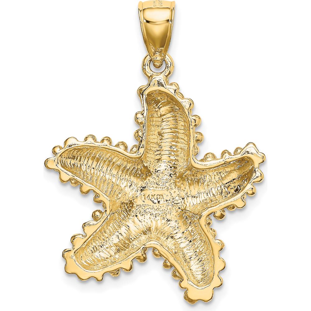 14K Yellow Gold Textured Starfish Pendant by Oro Pregiato