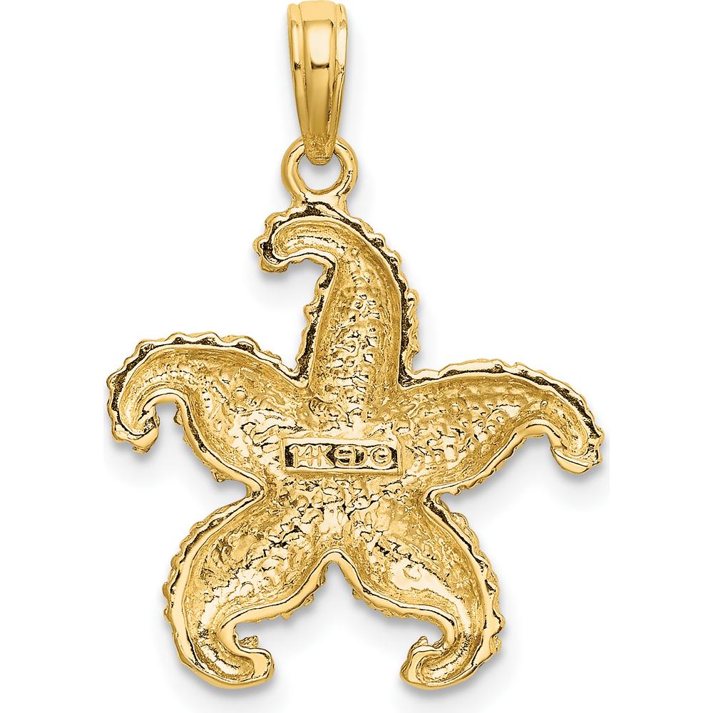 14K Yellow Gold Textured Starfish Pendant Necklace by Oro Pregiato