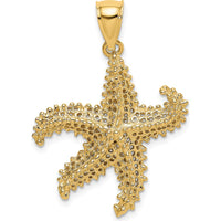 14K Yellow Gold Textured Starfish Pendant with Open Back Profile by Oro Pregiato