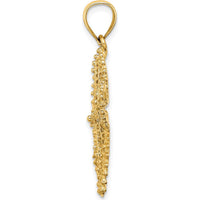 14K Yellow Gold Textured Starfish Pendant with Open Back Profile by Oro Pregiato