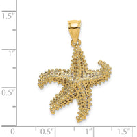 14K Yellow Gold Textured Starfish Pendant with Open Back Profile by Oro Pregiato