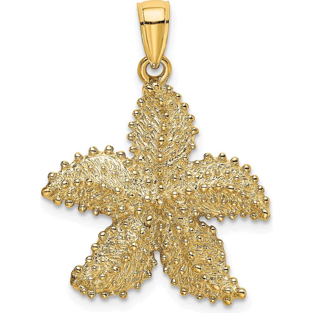 14K Yellow Gold Textured Starfish Pendant with Polished Finish by Oro Pregiato