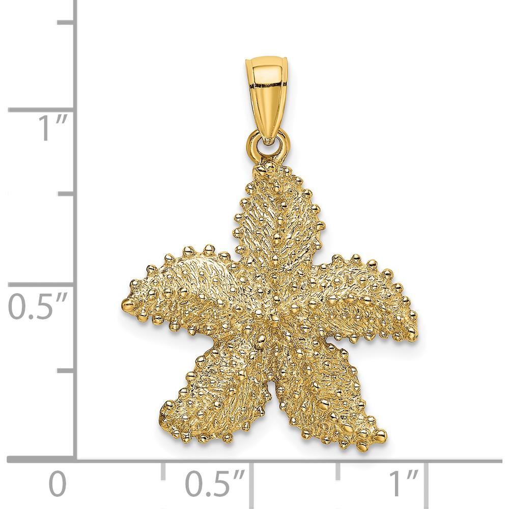 14K Yellow Gold Textured Starfish Pendant with Polished Finish by Oro Pregiato