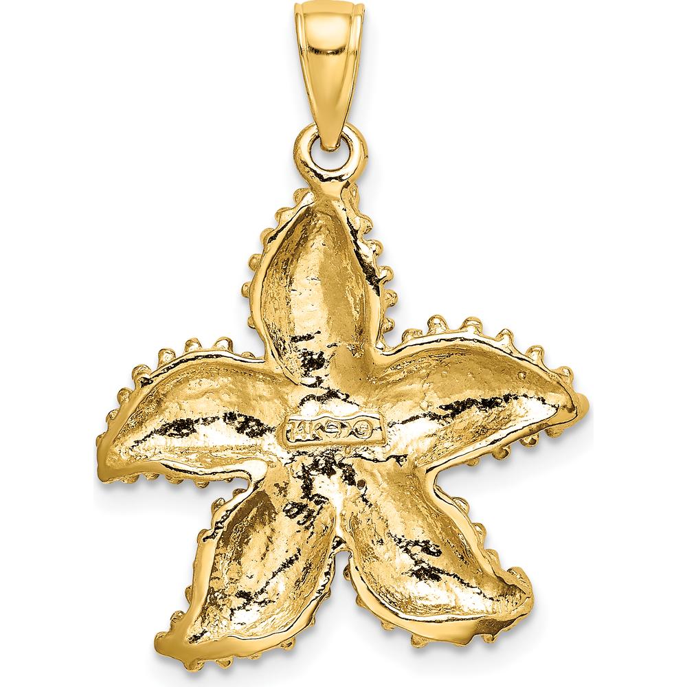 14K Yellow Gold Textured Starfish Pendant with Polished Finish by Oro Pregiato