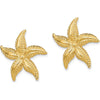 14K Yellow Gold Textured Starfish Post Earrings - Elegant Beach-Inspired Design by 0