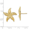 14K Yellow Gold Textured Starfish Post Earrings - Elegant Beach-Inspired Design by 0