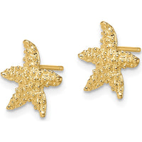 14K Yellow Gold Textured Starfish Post Earrings - Polished Finish by 0