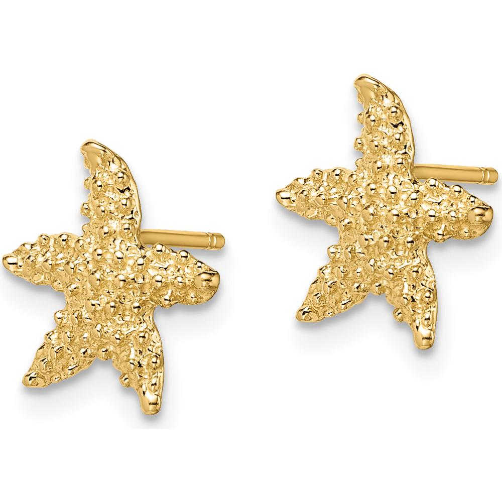 14K Yellow Gold Textured Starfish Post Earrings - Polished Finish by 0