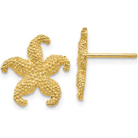 14K Yellow Gold Textured Starfish Post Earrings by 0