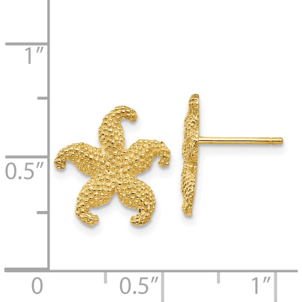 14K Yellow Gold Textured Starfish Post Earrings by 0