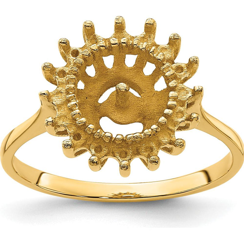 14K Yellow Gold Textured Sunburst Motif Ring by Oro Pregiato