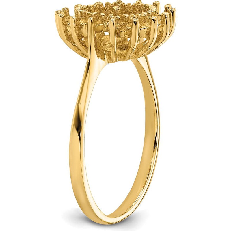 14K Yellow Gold Textured Sunburst Motif Ring by Oro Pregiato