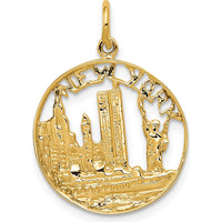 14K Yellow Gold Textured Themed Charm Pendant - 25mm Length