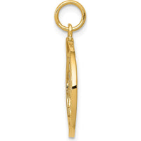 14K Yellow Gold Textured Themed Charm Pendant - 25mm Length