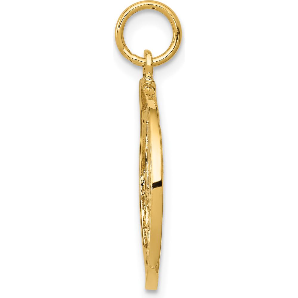 14K Yellow Gold Textured Themed Charm Pendant - 25mm Length
