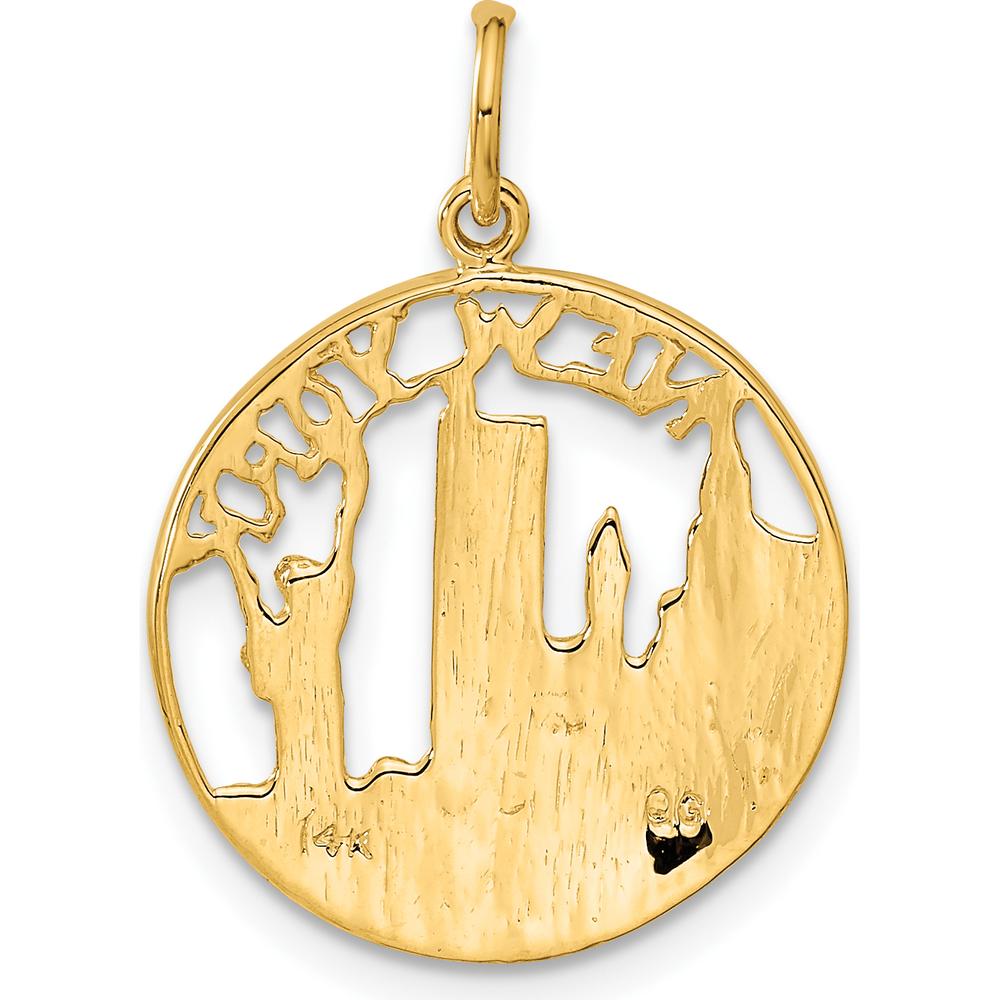 14K Yellow Gold Textured Themed Charm Pendant - 25mm Length