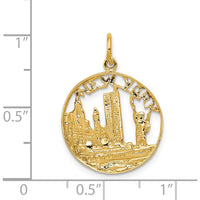 14K Yellow Gold Textured Themed Charm Pendant - 25mm Length