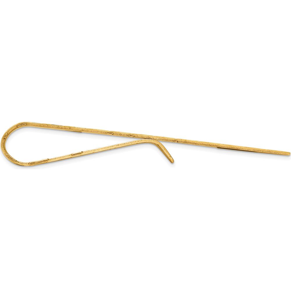 14K Yellow Gold Textured Tie Bar - 50mm Length, Polished Finish by Oro Pregiato