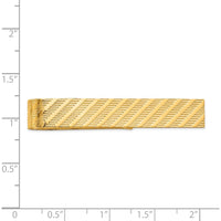 14K Yellow Gold Textured Tie Bar - 50mm Length, Polished Finish by Oro Pregiato