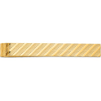 14K Yellow Gold Textured Tie Bar for Men - Polished Finish, 48mm Long by Oro Pregiato