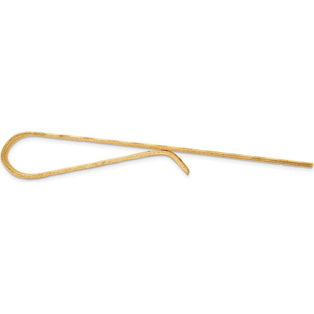 14K Yellow Gold Textured Tie Bar for Men - Polished Finish, 48mm Long by Oro Pregiato