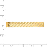 14K Yellow Gold Textured Tie Bar for Men - Polished Finish, 48mm Long by Oro Pregiato