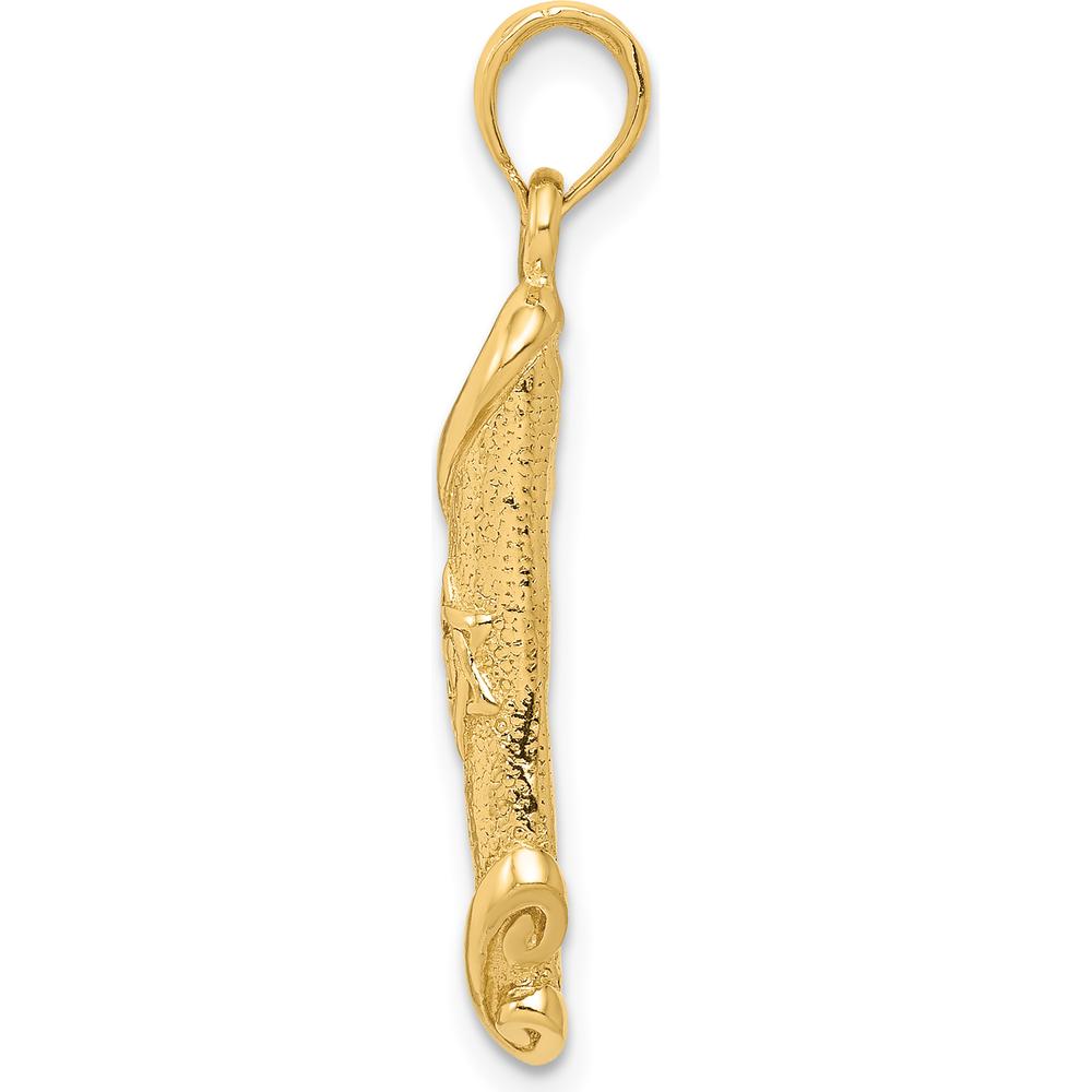 14K Yellow Gold Textured Torah Scroll Pendant with Star of David by Oro Pregiato