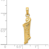 14K Yellow Gold Textured Torah Scroll Pendant with Star of David by Oro Pregiato