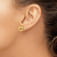 14K Yellow Gold Textured Triple Love Knot Post Earrings - Polished Finish by 0