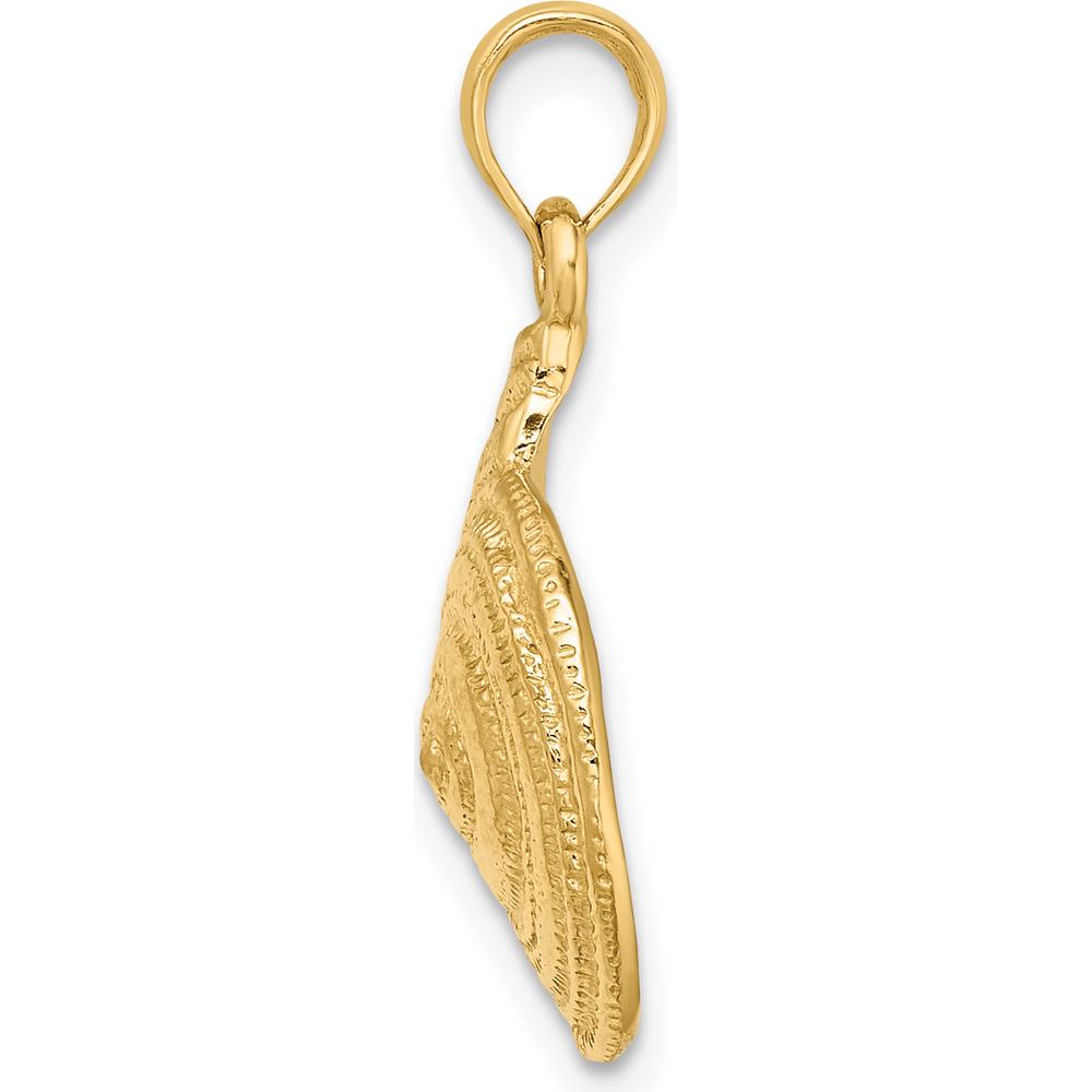 14K Yellow Gold Textured Troca Shell Pendant Charm by Oro Pregiato