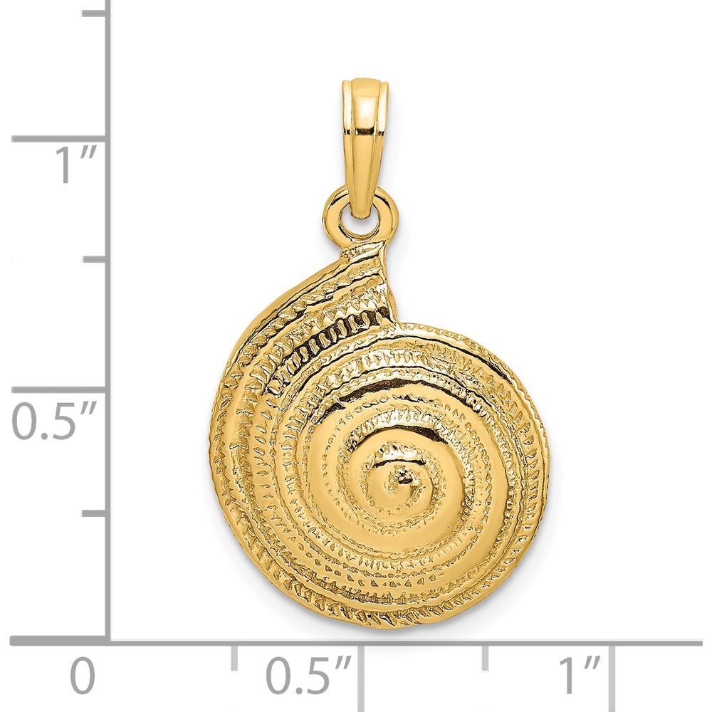 14K Yellow Gold Textured Troca Shell Pendant Charm by Oro Pregiato