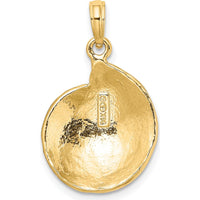 14K Yellow Gold Textured Troca Shell Pendant Charm by Oro Pregiato