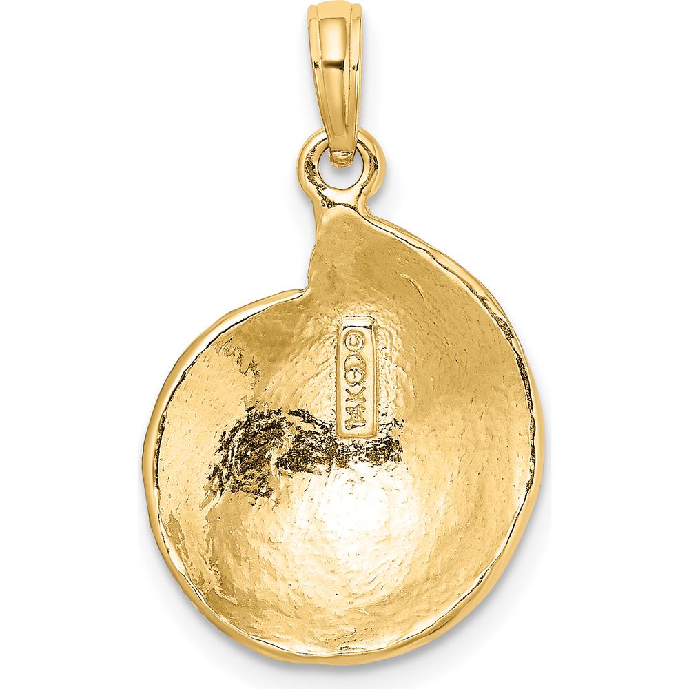 14K Yellow Gold Textured Troca Shell Pendant Charm by Oro Pregiato