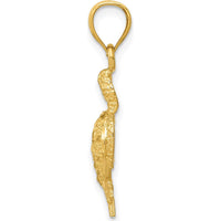 14K Yellow Gold Textured Turtle Pendant - Symbolic Ocean Charm - 25mm by Oro Pregiato