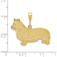 14K Yellow Gold Textured Welsh Corgi Dog Pendant - 25mm Length, 28mm Width by Oro Pregiato