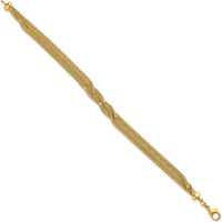 14K Yellow Gold Textured Woven Mesh Bracelet - 7.5" Length by 0
