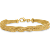 14K Yellow Gold Textured Woven Mesh Bracelet - 7.5" Length by 0