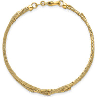 14K Yellow Gold Textured Woven Mesh Bracelet - 7.5" Length by 0