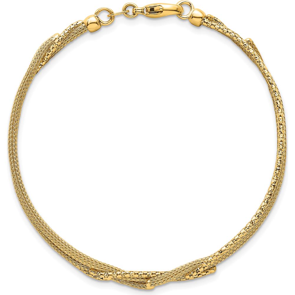 14K Yellow Gold Textured Woven Mesh Bracelet - 7.5" Length by 0