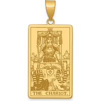 14K Yellow Gold "The Chariot" Tarot Card Pendant - Symbol of Strength and Victory by Oro Pregiato
