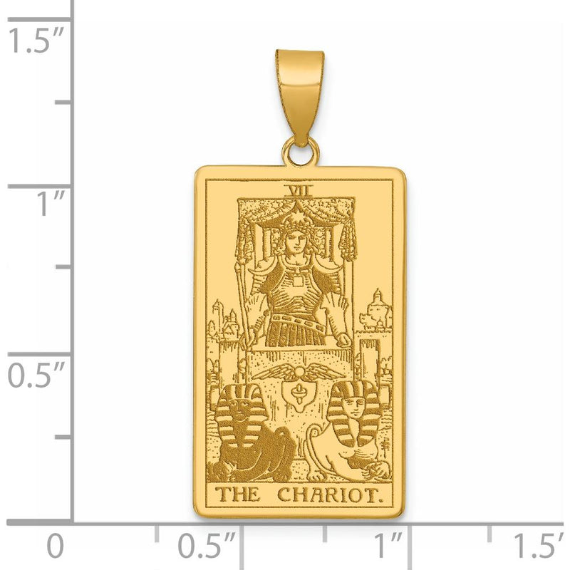 14K Yellow Gold "The Chariot" Tarot Card Pendant - Symbol of Strength and Victory by Oro Pregiato