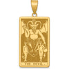 14K Yellow Gold The Devil Tarot Card Pendant - Symbolic Design with Polished and Textured Finish by Oro Pregiato