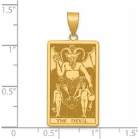 14K Yellow Gold The Devil Tarot Card Pendant - Symbolic Design with Polished and Textured Finish by Oro Pregiato
