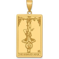 14K Yellow Gold "The Hanged Man" Tarot Card Pendant with Polished Finish by Oro Pregiato
