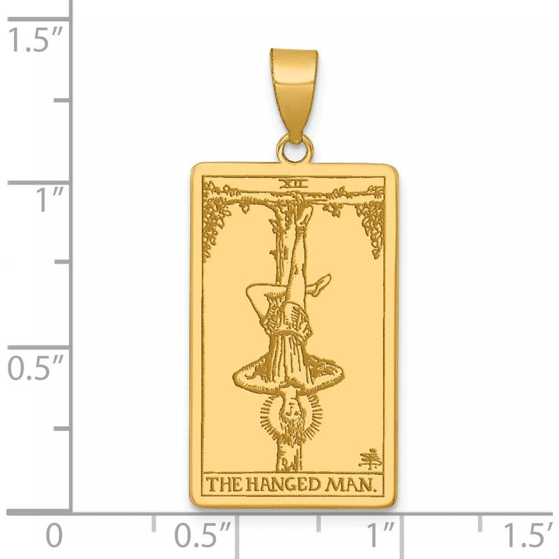 14K Yellow Gold "The Hanged Man" Tarot Card Pendant with Polished Finish by Oro Pregiato