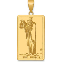 14K Yellow Gold "The Hermit" Tarot Card Pendant - 36mm Length by Oro Pregiato